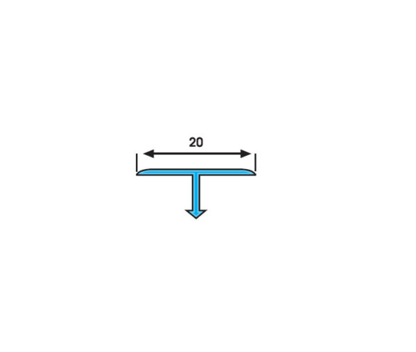 SB20G DERZ KAPATMA GENİŞ T PROFİLİ GÜMÜŞ 20mm