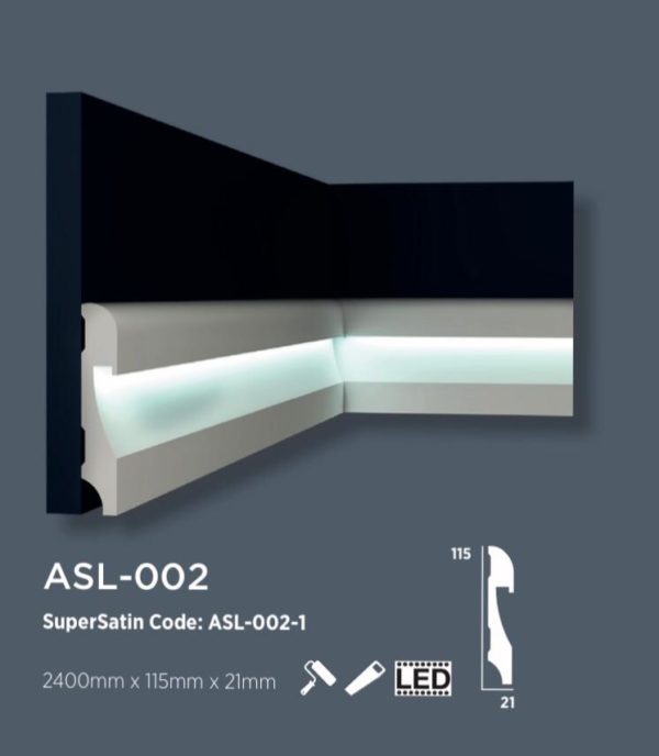 ASL-002 DECOR SÜPÜRGELİK (LED YUVALI) 115x20 MM 2.4 MT