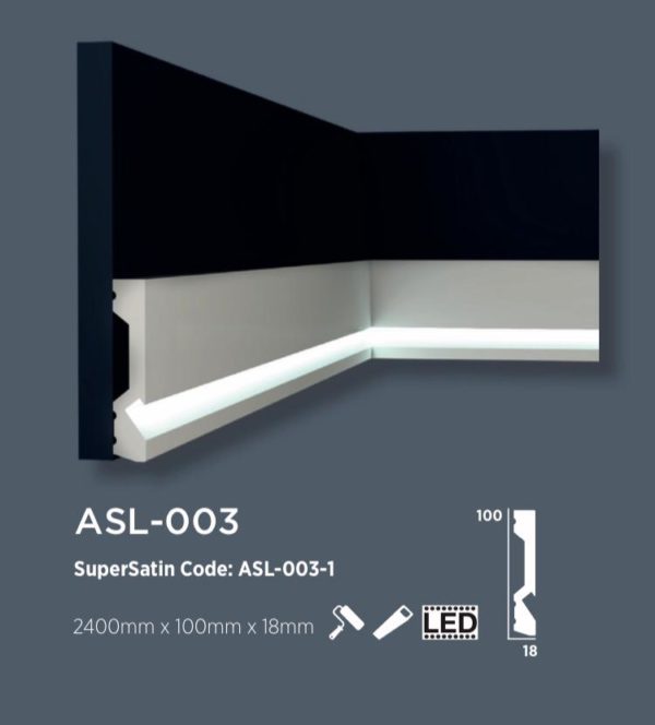 ASL-003 DECOR SÜPÜRGELİK (LED YUVALI) 100x18 MM 2.4 MT
